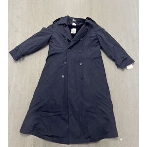 Elegant Navy Double-Breasted Trench Coat